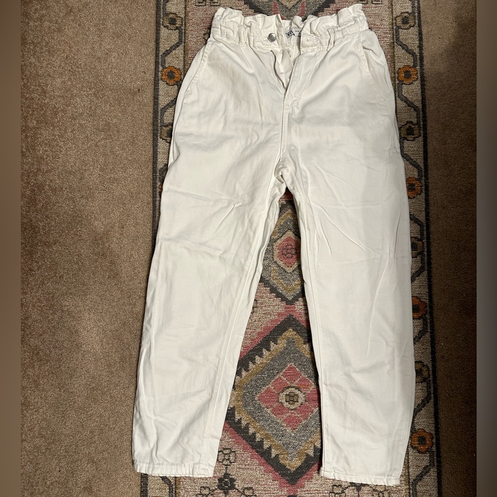 Zara White Paperbag Jeans